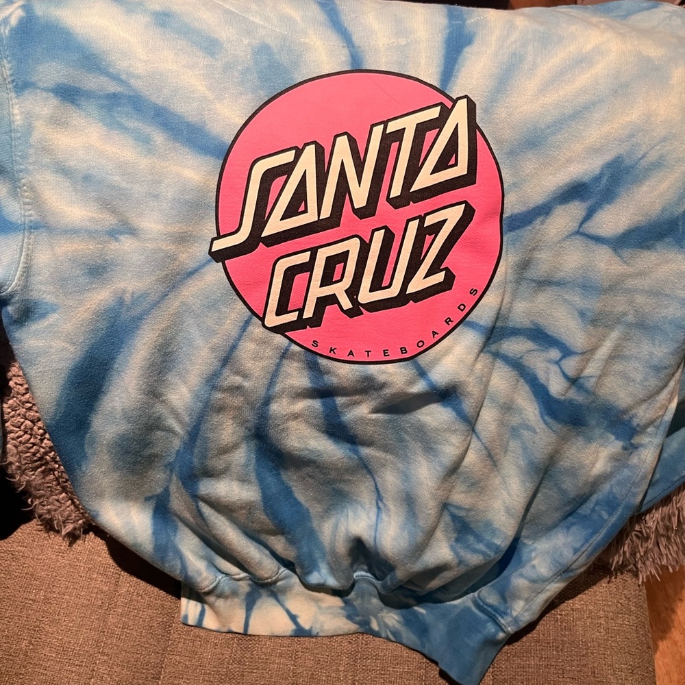 Santa Cruz Skateboards Blue and Pink Tie-Dye Hoodie